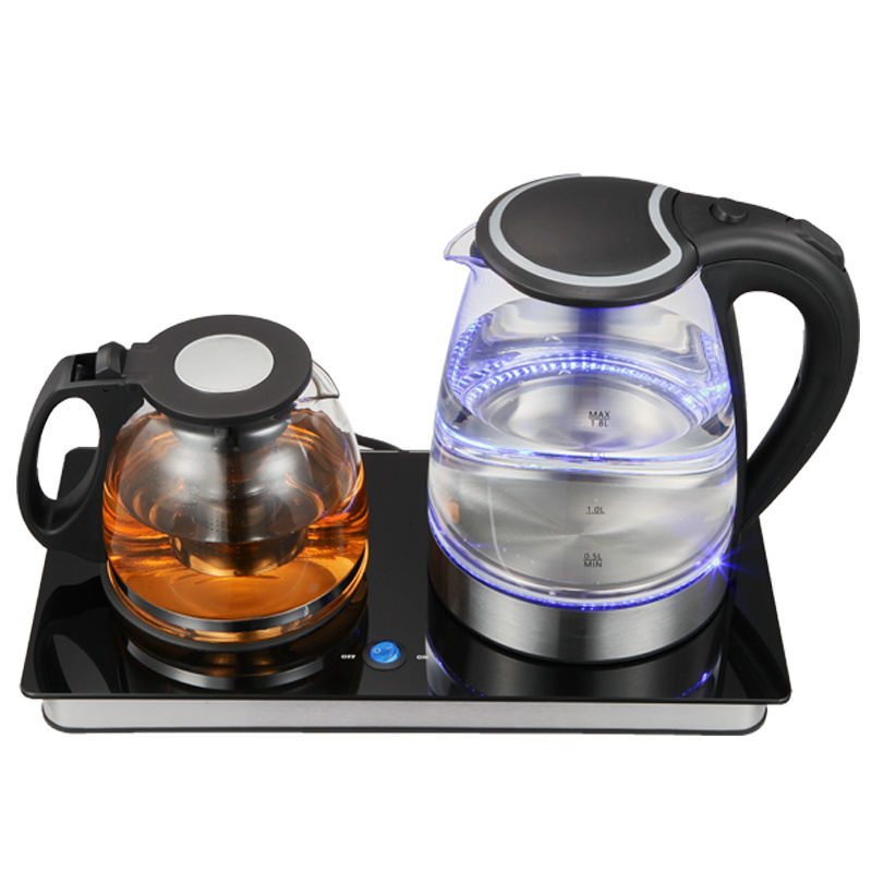 Factory direct price 1.2L+1.8L electric kettle glass Best Electric Kettle Tray Set tea maker machine