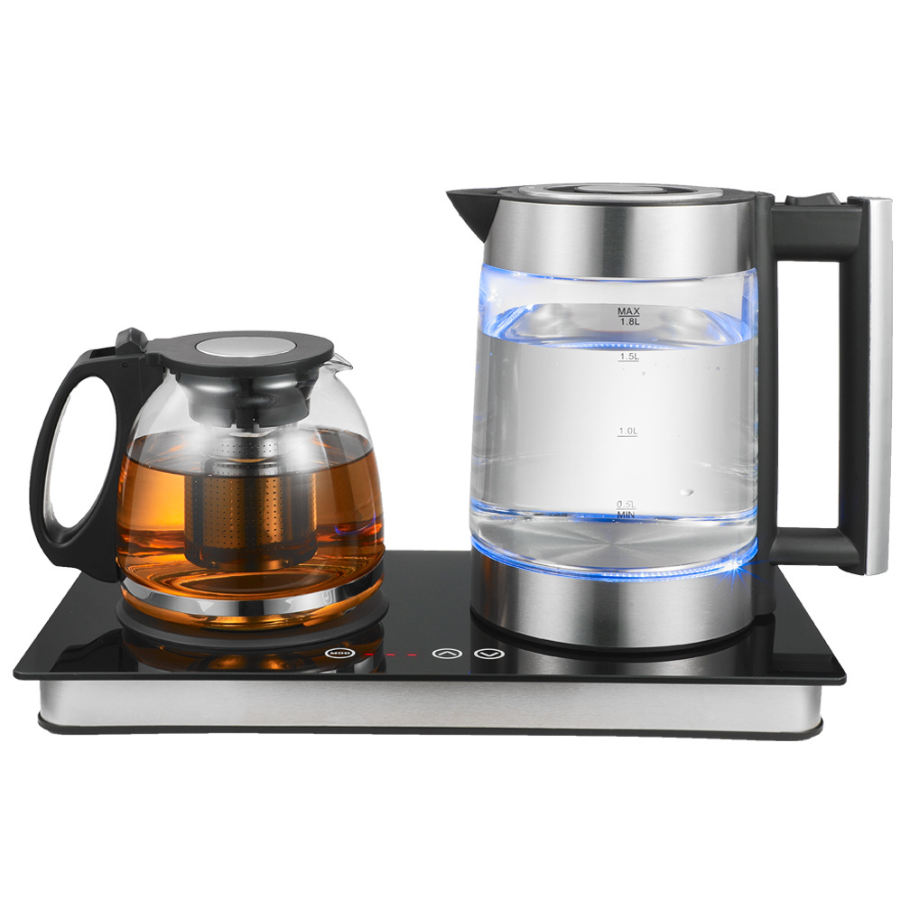 Popular tea brewing set glass electric kettle with touch screen keep warm function