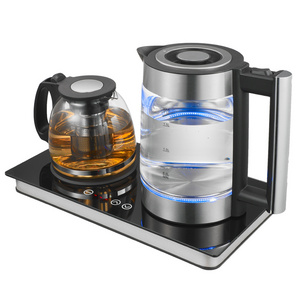 Popular tea brewing set glass electric kettle with touch screen keep warm function