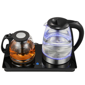 Europe and America   1.8L glass Kettle Tea Maker With 1.2L Glass Teapot Electric Kettle Tea Tray Glass teapot combination