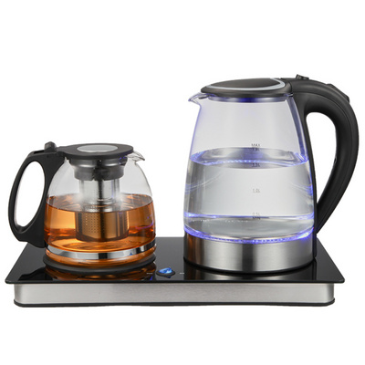 Factory direct price 1.2L+1.8L electric kettle glass Best Electric Kettle Tray Set tea maker machine