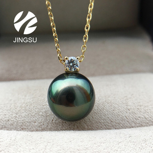 south-sea black Tahitian sea-water akoya pearl 18K gold pendants