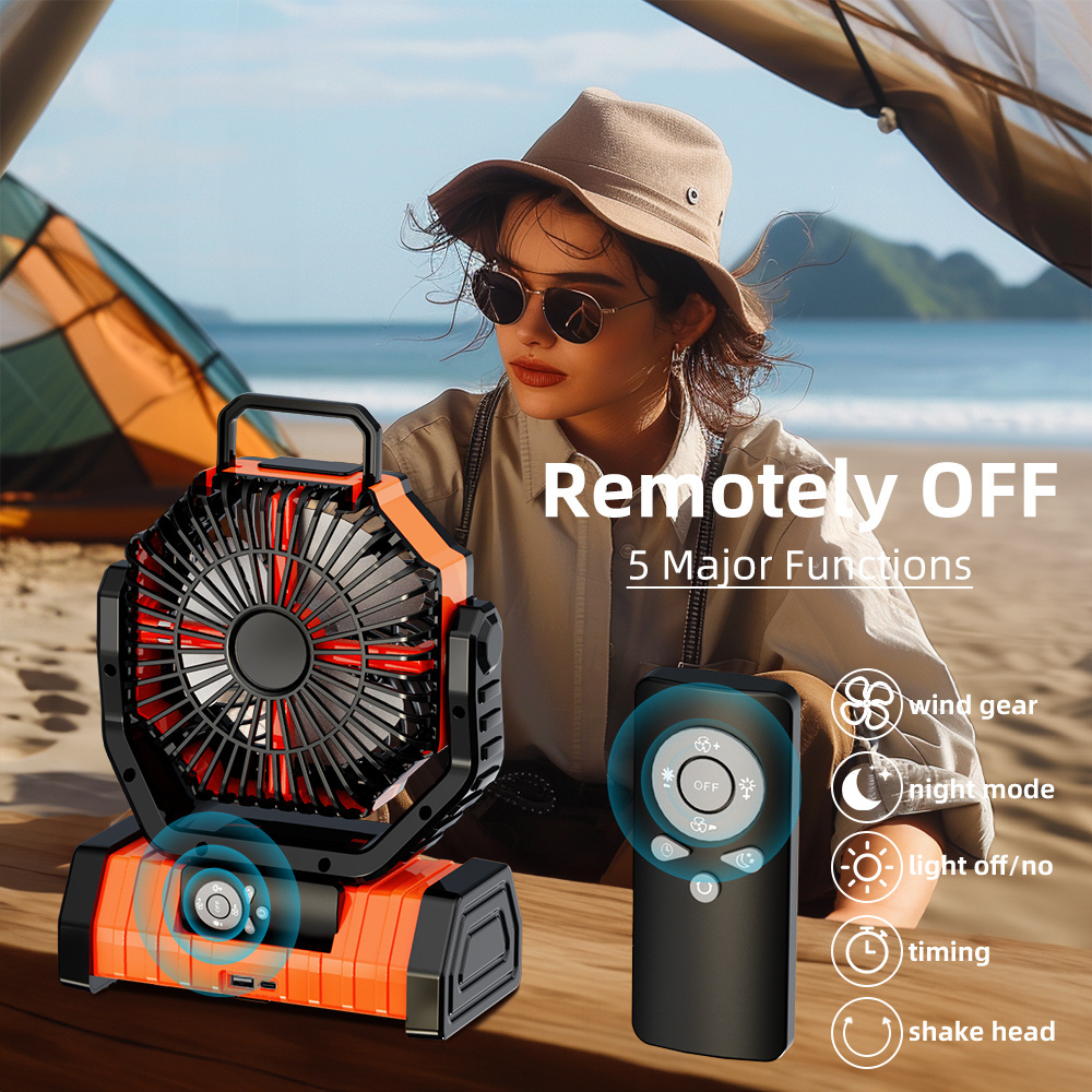 Best-sell 20000mAh Solar Portable Outdoor Automatic Rotation Led Lithium Battery Rechargeable Camping Fan Light Outdoor Fan