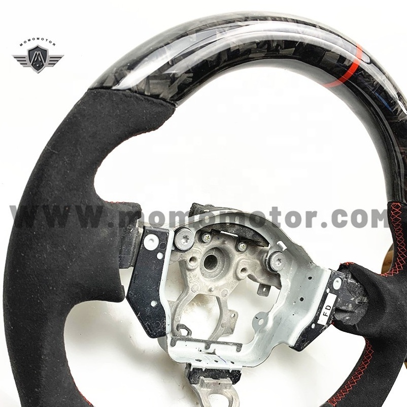 AUTO CAR STEERING WHEEL FOR NISSAN 370Z 350Z R35 GTR FORGED CARBON FIBER WITH RED STRIPE AVAILABLE FOR ALL MODELS