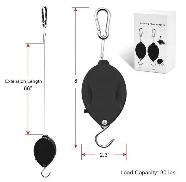 Garden Retractable Plant Pulley Adjustable Plant Hanger Hook with Locking Mechanism for Hanging Plants Raise in Different Height