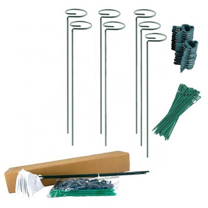 Garden Metal Plant Support Sticks Set with 7 Flower Stake 15.8 inch 20 Plant Support Clips 20 Plants Twist Ties Flower Stick