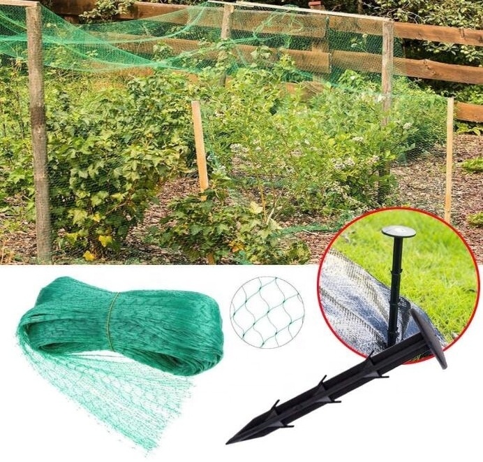 4mx6m Garden Netting Green Anti Bird Protection Plant Mesh Netting with 20 Pieces Garden Securing Pegs for Garden Farm Supplies