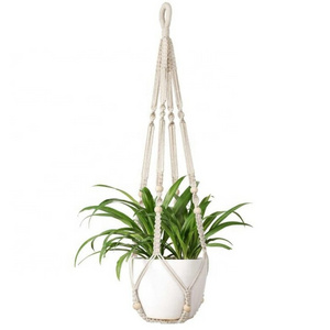 Macrame Plant Hangers Indoor Hanging Planter Basket with Wood Beads Flower Pot Holder Cotton Rope No Tassels Home Decor, 89cm