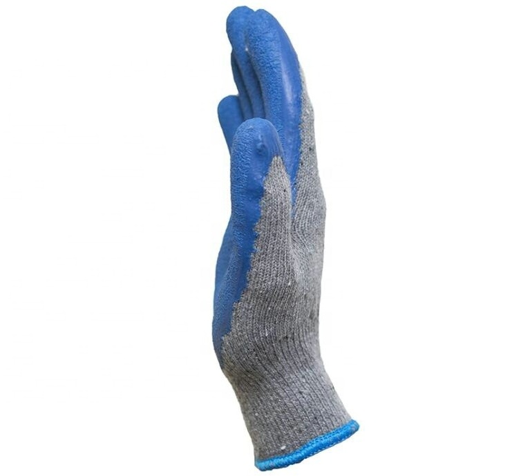 Hot Sale 12 Pairs Large Rubber Latex Double Coated Work Gloves for Construction gardening gloves heavy duty Cotton Blend Blue