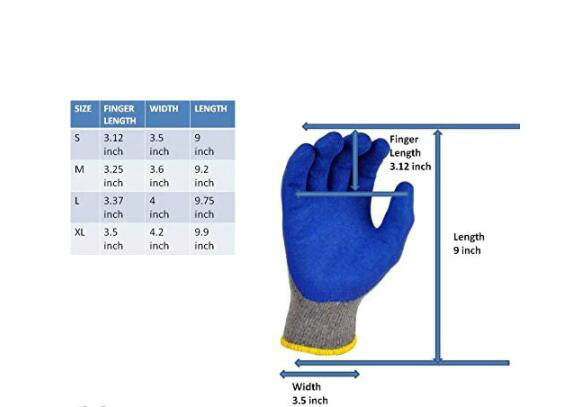 Hot Sale 12 Pairs Large Rubber Latex Double Coated Work Gloves for Construction gardening gloves heavy duty Cotton Blend Blue