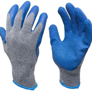 Hot Sale 12 Pairs Large Rubber Latex Double Coated Work Gloves for Construction gardening gloves heavy duty Cotton Blend Blue