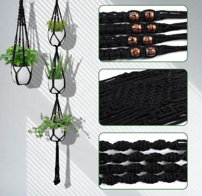 Hot Sale Macrame Plant Hangers - 4 Pack In Different Designs Handmade Indoor Wall Hanging Planter Plant Holder Modern Boho