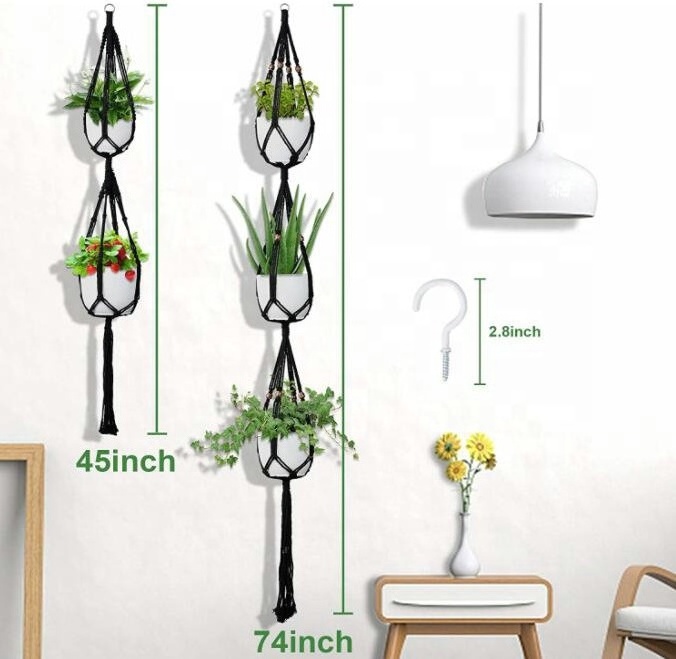 Hot Sale Macrame Plant Hangers - 4 Pack In Different Designs Handmade Indoor Wall Hanging Planter Plant Holder Modern Boho