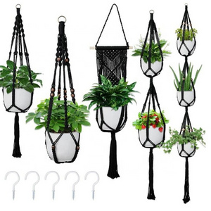 Hot Sale Macrame Plant Hangers - 4 Pack In Different Designs Handmade Indoor Wall Hanging Planter Plant Holder Modern Boho