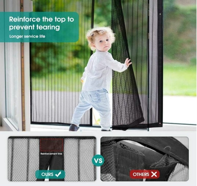 Magnetic Soft Screen Door Self Sealing Heavy Duty Hands Free Mosquito Curtain Mesh Partition Keeps Bugs Out Pet Kid Friendly