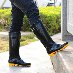 Wear-resistant Garden Boots Waterproof Oil Acid Resistant Black Pvc Glitter Non-slip Rain Boots For Work