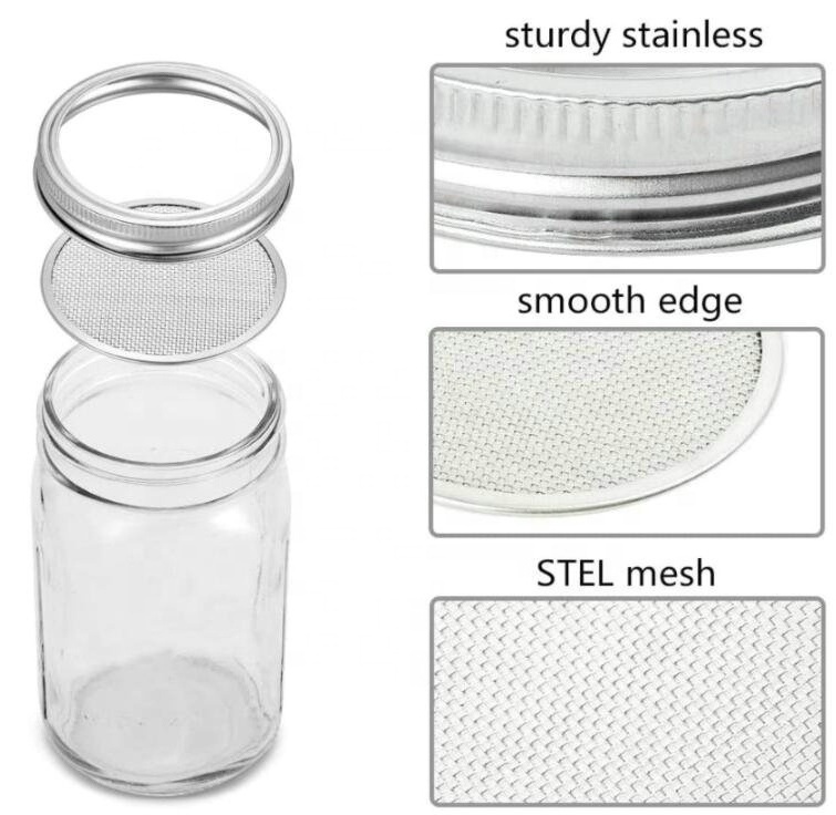 Best Seller Kitchen Gadgets 2 Pack Large Complete Wide Mouth Mason Canning Jar Seeds Sprouting Set Kit with Lids