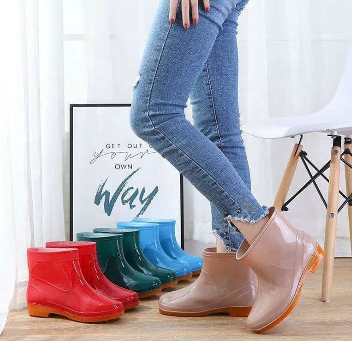 WOMEN SHOES Yellow Chemical Resistant Anti Slip Lightweight Non Safety Garden Pvc Rain Boots For Work