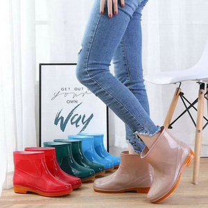 WOMEN SHOES Yellow Chemical Resistant Anti Slip Lightweight Non Safety Garden Pvc Rain Boots For Work