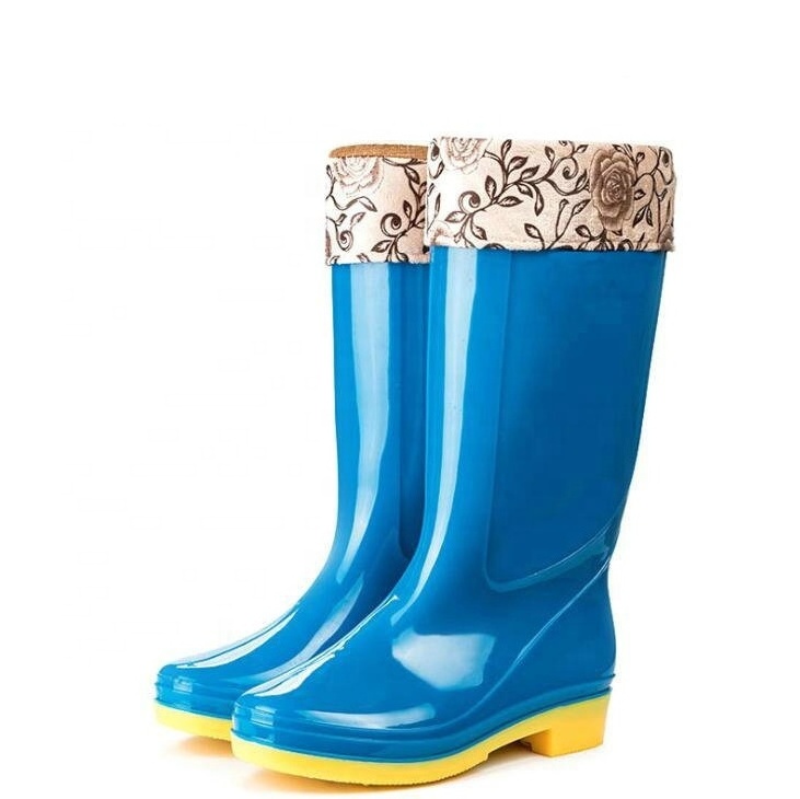 WOMEN SHOES Yellow Chemical Resistant Anti Slip Lightweight Non Safety Garden Pvc Rain Boots For Work