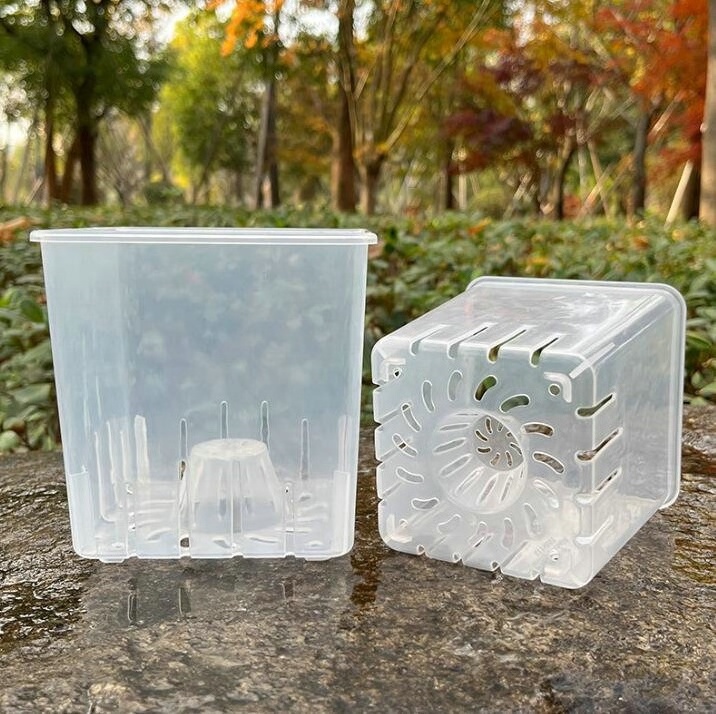 NEW Square Transparent Plastic Wholesale Orchid Flower Pots Orchid Pots With Holes Clear Orchid Pots Holes Clear Plastic Baskets