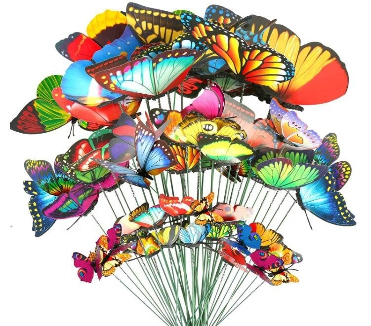 Hot Sale Garden Waterproof 3D Butterfly Stake Ornaments Patio Decor Party Floral Supplies Stake Decorative Butterflies Christmas