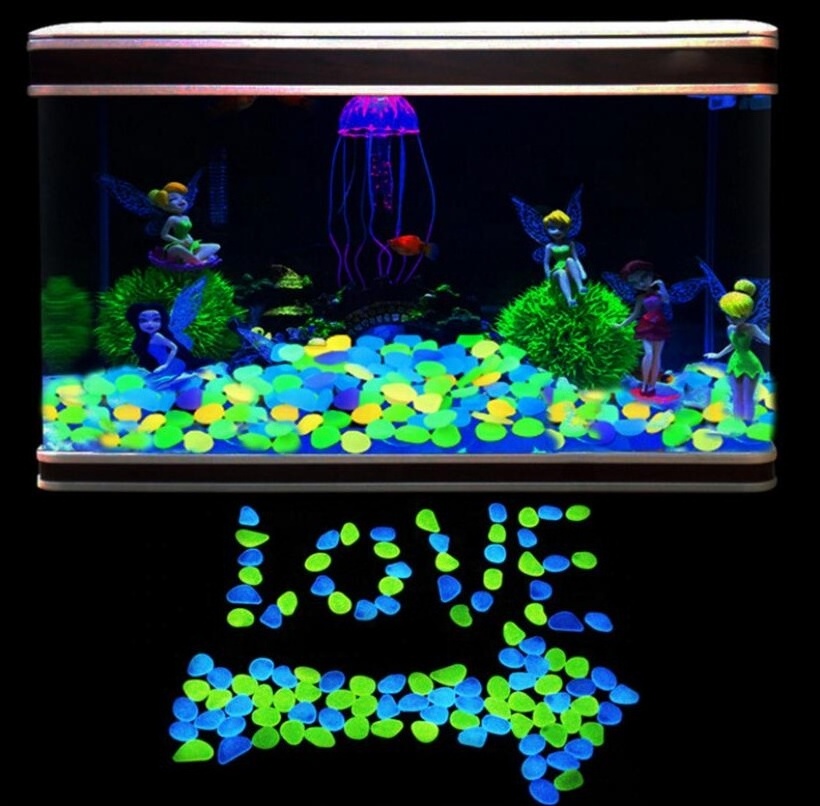 Hot Sale 50Pcs/bag The Dark Stones Decorative Glowing Stones Luminous Stones Bright Pebbles Aquarium Garden Decoration