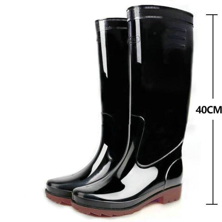 Wear-resistant Garden Boots Waterproof Oil Acid Resistant Black Pvc Glitter Non-slip Rain Boots For Work