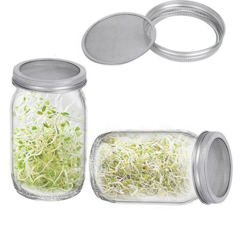 Best Seller Kitchen Gadgets 2 Pack Large Complete Wide Mouth Mason Canning Jar Seeds Sprouting Set Kit with Lids