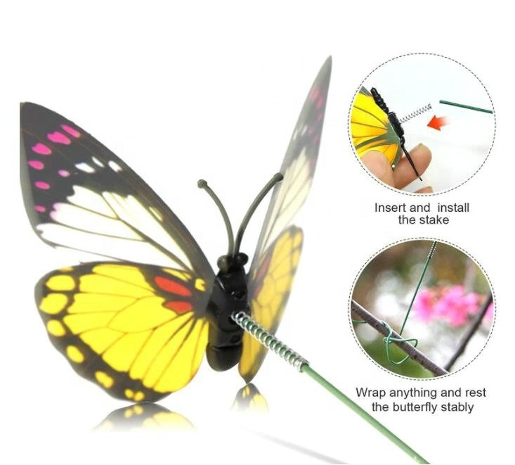 Hot Sale Garden Waterproof 3D Butterfly Stake Ornaments Patio Decor Party Floral Supplies Stake Decorative Butterflies Christmas