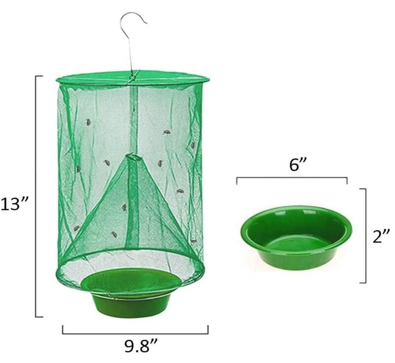 4 Pack Ranch Fly Trap with Bait Tray Reusable Fly Trap Flay Catcher Cage for Indoor or Outdoor Family Farms Park Restaurants