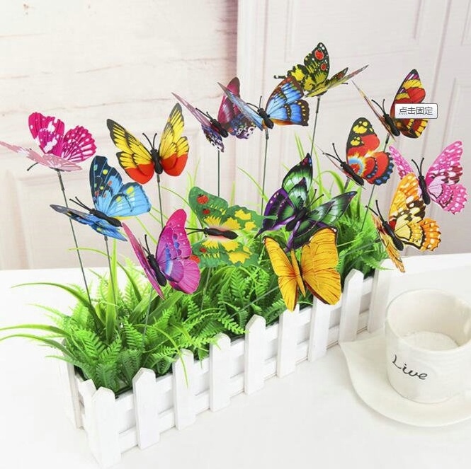 Hot Sale Garden Waterproof 3D Butterfly Stake Ornaments Patio Decor Party Floral Supplies Stake Decorative Butterflies Christmas