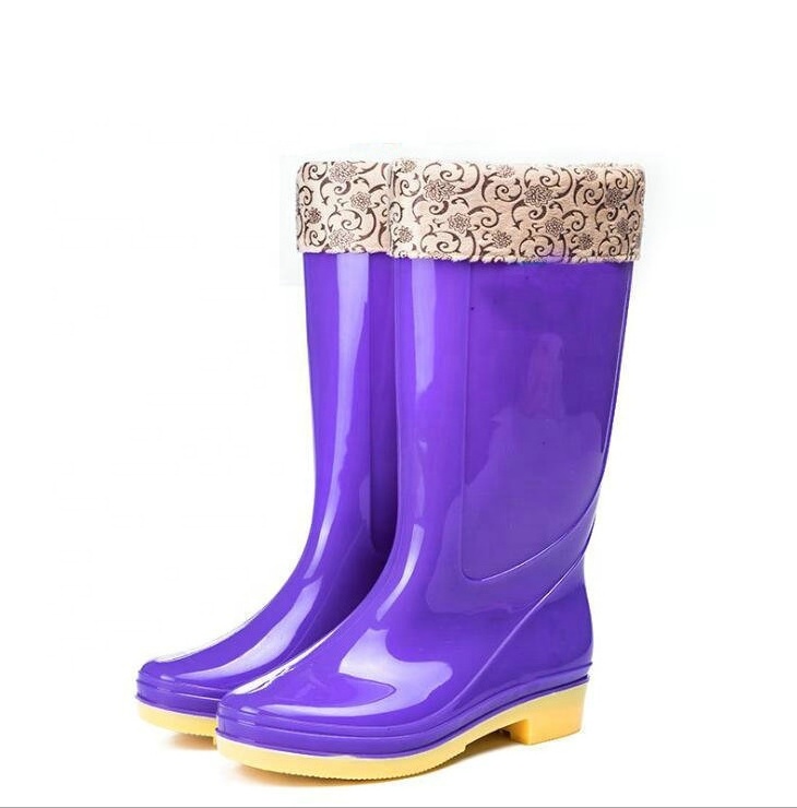 WOMEN SHOES Yellow Chemical Resistant Anti Slip Lightweight Non Safety Garden Pvc Rain Boots For Work