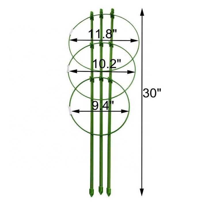 Plant Support Cages 18 Inches Plant Cages with 3 Adjustable Rings, Pack of 3 (30