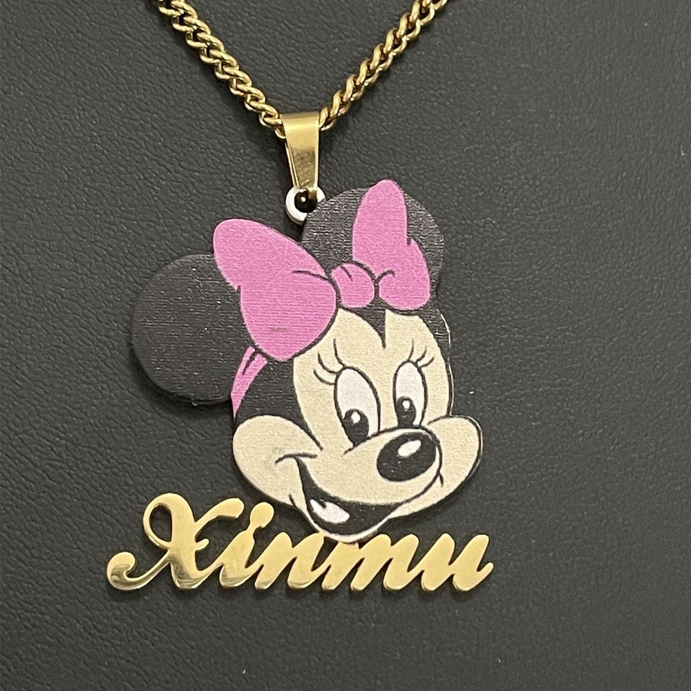 Colourful Stainless Steel Custom Name Kids Cartoon Character Necklaces Personalized Custom Necklace Jewelry