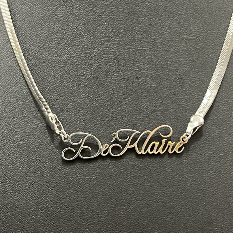 Stainless Steel Necklace Custom Name with Snake Chains Personalized Nameplate Pendant