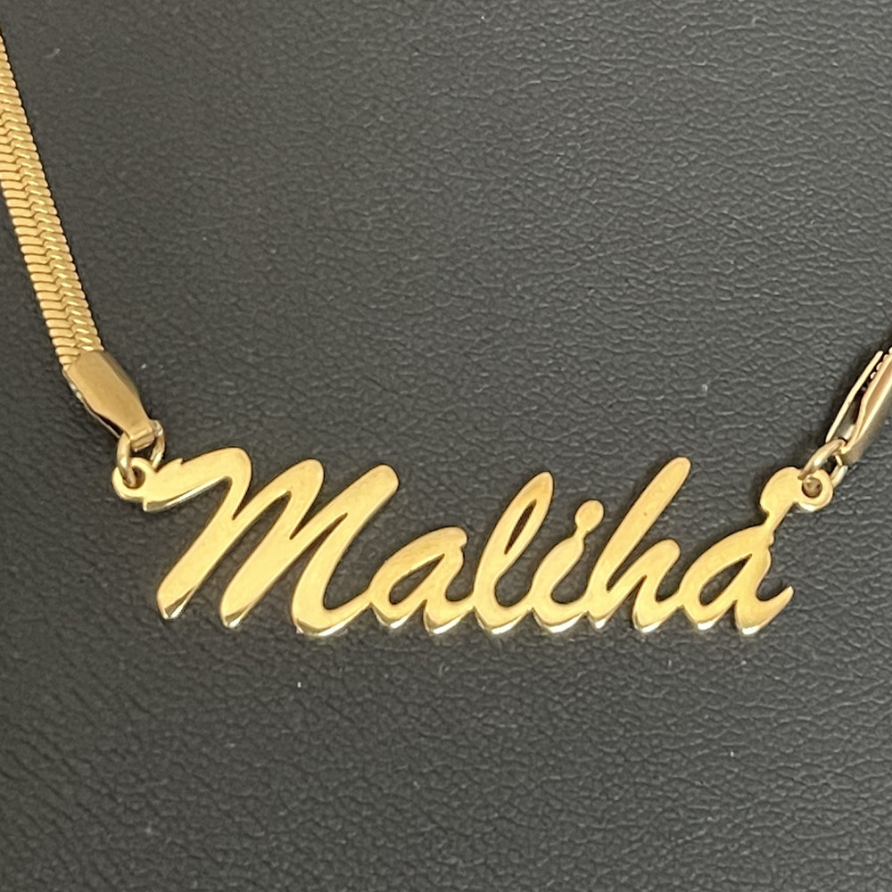 Stainless Steel Necklace Custom Name with Snake Chains Personalized Nameplate Pendant