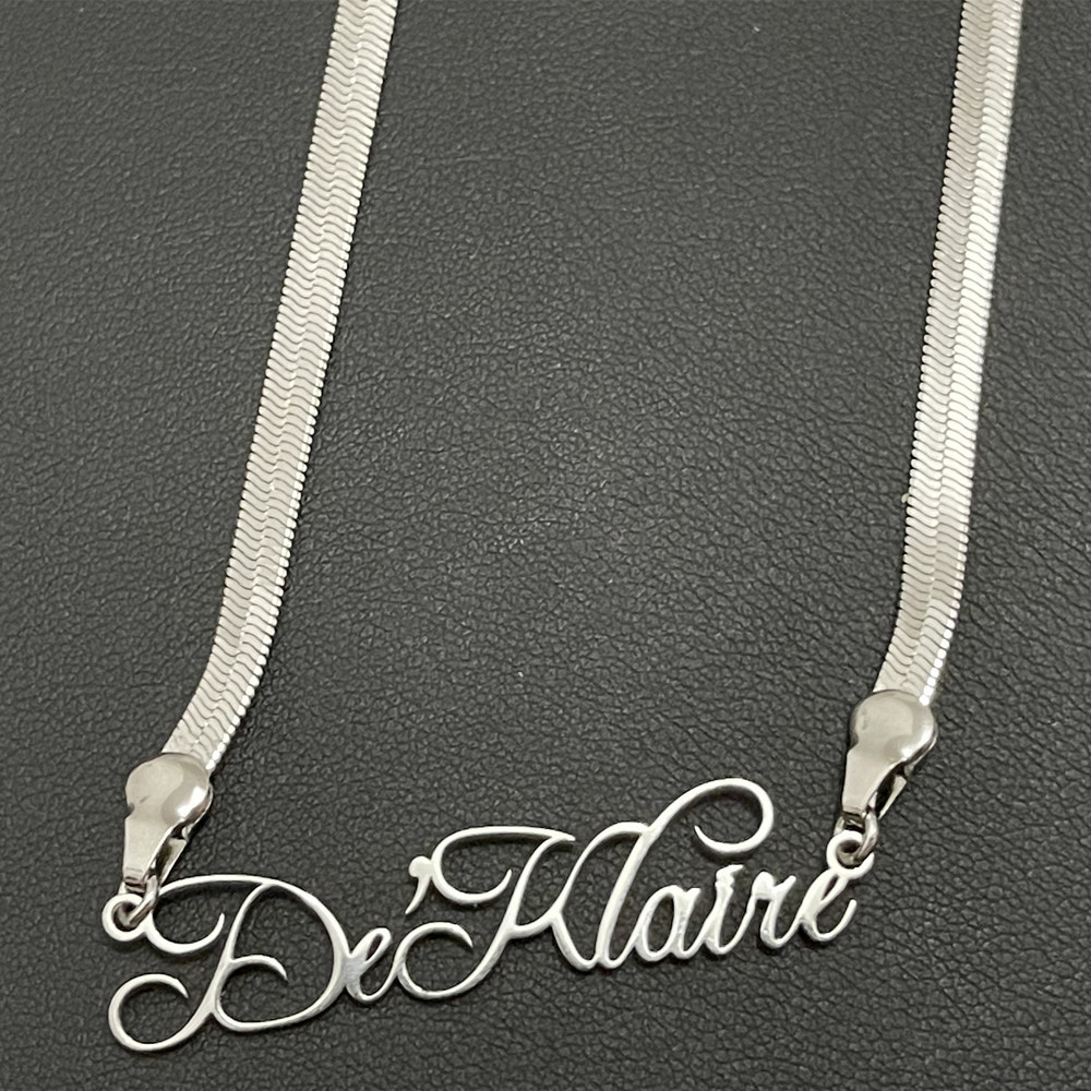 Stainless Steel Necklace Custom Name with Snake Chains Personalized Nameplate Pendant