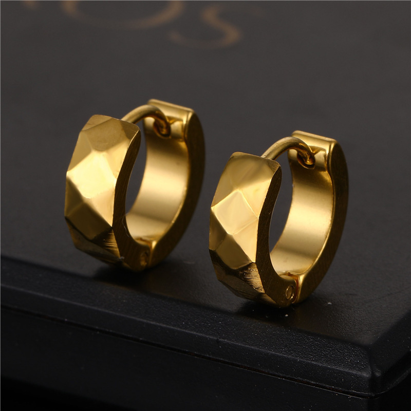 Personality Simple Geometric Stainless Steel Earrings for Men Trend Hoop Earring Jewelry Daily Wearing Accessories