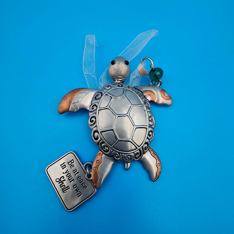 100% True Factory Souvenir Promotion Gift Antique Silver Custom Keychains Ocean Mermaid Turtle Animal Semi-cubic Key Chain