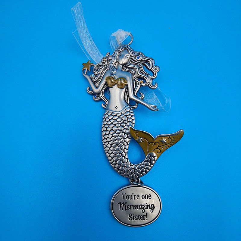 100% True Factory Souvenir Promotion Gift Antique Silver Custom Keychains Ocean Mermaid Turtle Animal Semi-cubic Key Chain