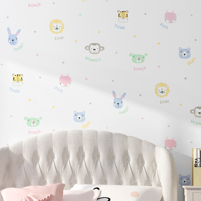 Children's Wallpaper Bedroom Girl Boy Room Nordic Style Princess Cute Animal Korean Cartoon Wallpaper