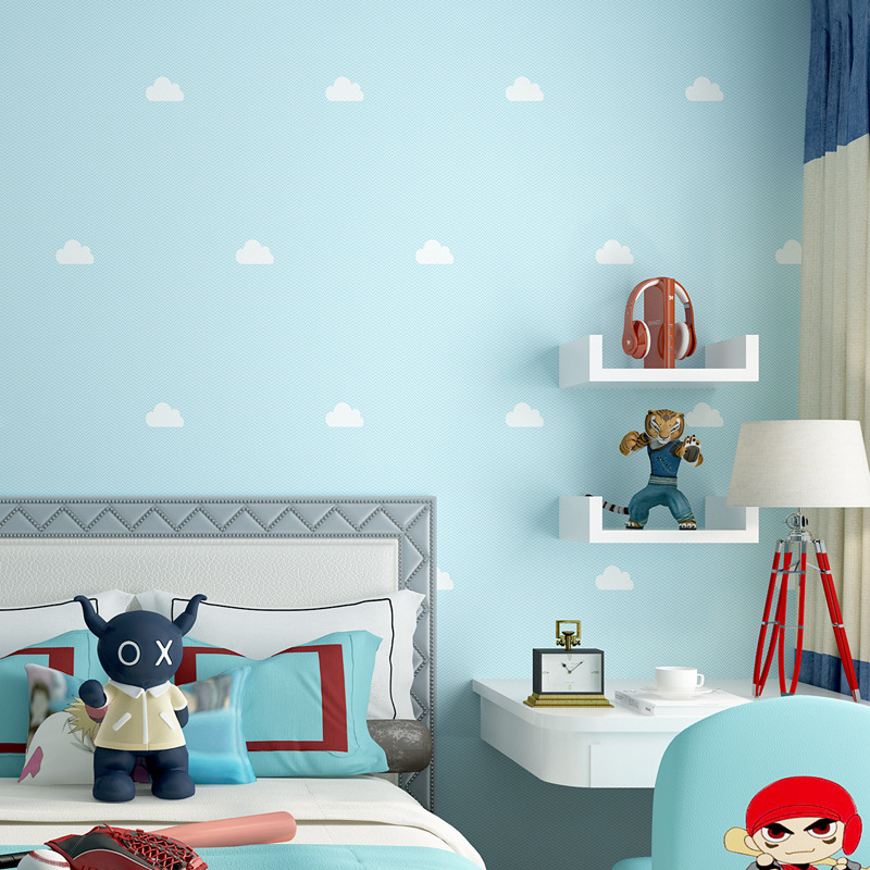 Nordic Style Wallpaper Blue Sky And White Clouds Children's Room Boy Girl Room Bedroom Princess Background Wall Paper