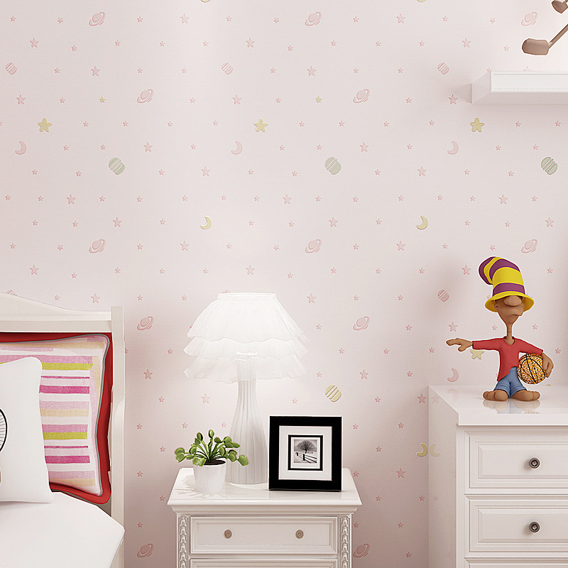 Stars and Moon Children's Room Wallpaper Non-woven Boys Girls Bedroom Cartoon Princess Environmental Wallpaper