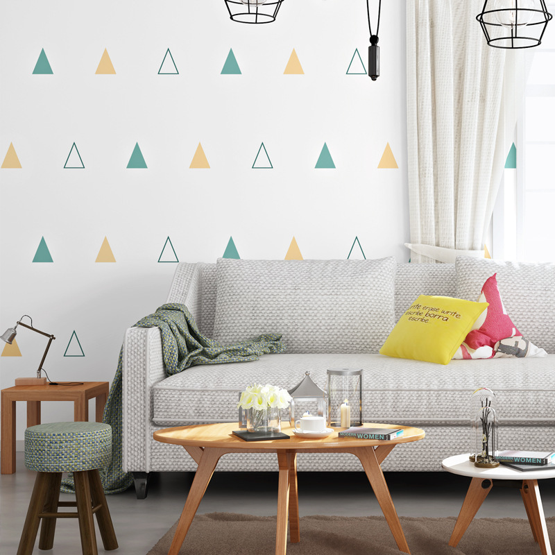 Nordic Style Wallpaper Modern Minimalist Geometric Triangle Bedroom Children's Room Boy Girl Korean Wallpaper