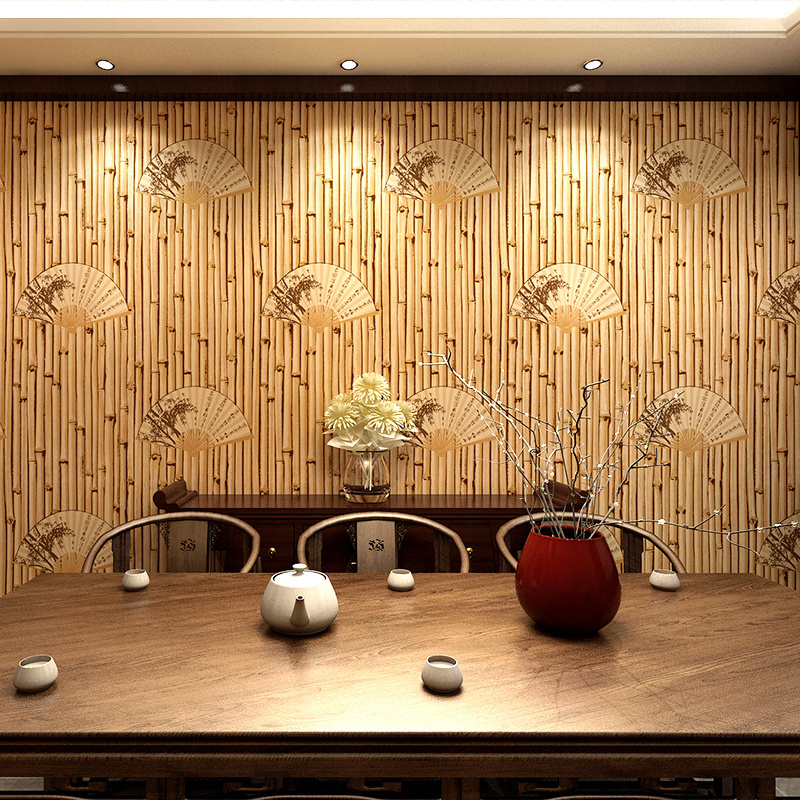 Chinese Classic Style Wallpaper Restaurant Background Wall Decoration Bamboo Pattern Wallpaper