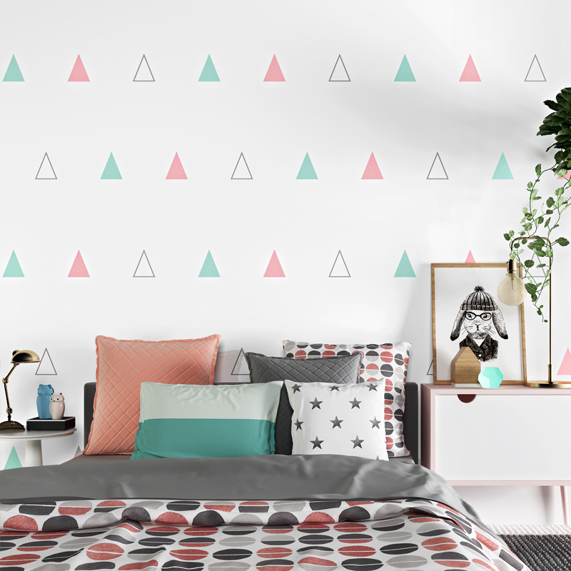 Nordic Style Wallpaper Modern Minimalist Geometric Triangle Bedroom Children's Room Boy Girl Korean Wallpaper