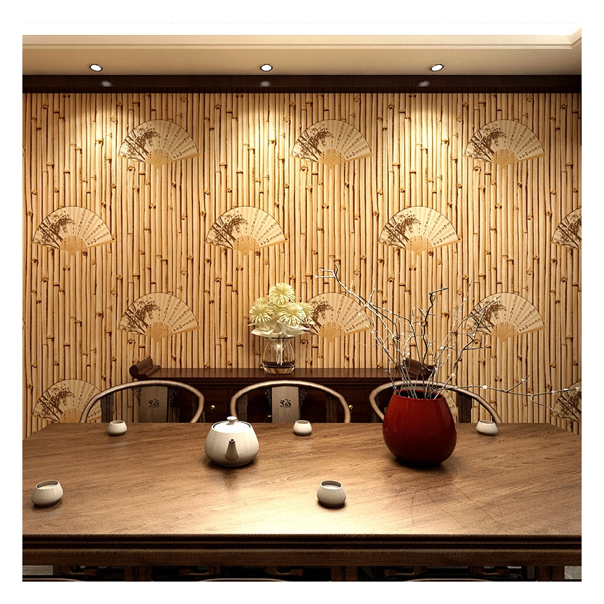 Chinese Classic Style Wallpaper Restaurant Background Wall Decoration Bamboo Pattern Wallpaper