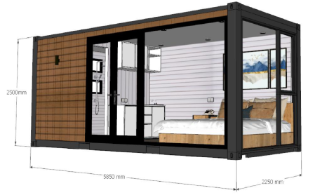 large glass floor-to-ceiling windows prefab house made modular tiny kit set cabin container house