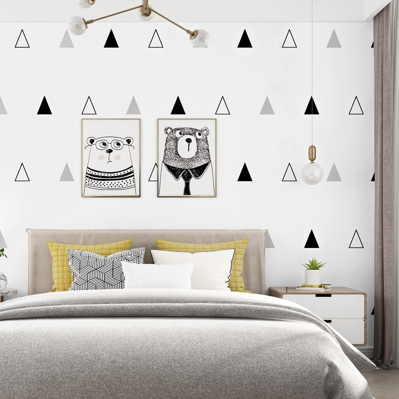 Nordic Style Wallpaper Modern Minimalist Geometric Triangle Bedroom Children's Room Boy Girl Korean Wallpaper